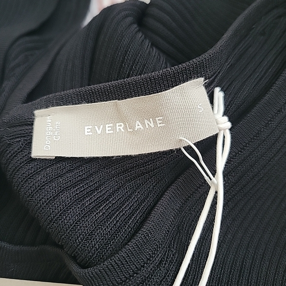 Everlane The Ribbed Midi Dress Black Viscose Sleeveless Tank Small NEW NWT - Picture 6 of 9